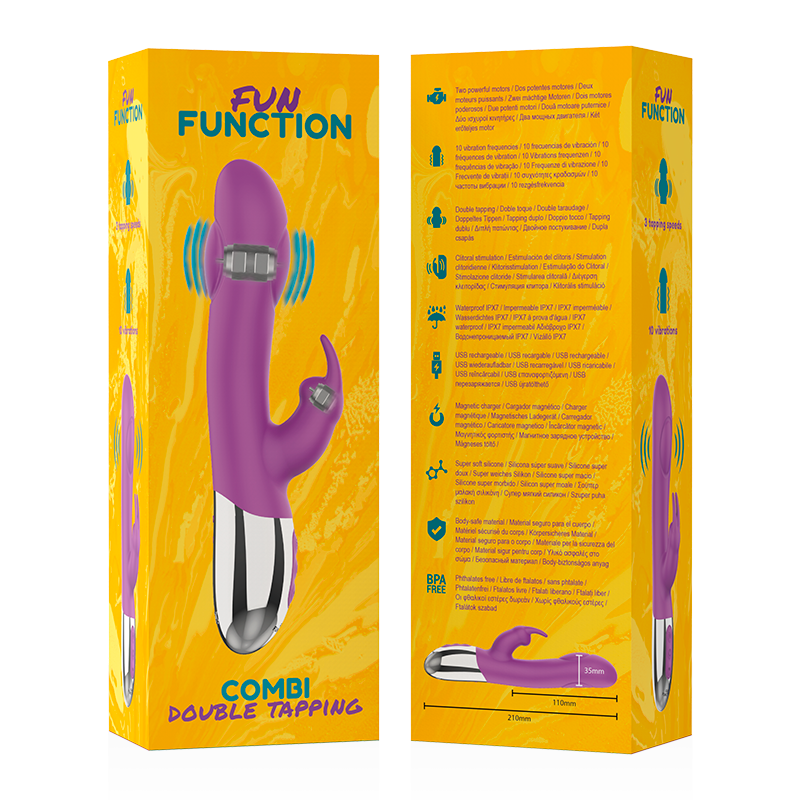 VIBRADOR COELHO COMBI DOUBLE TAPPING - FUN FUNCTION 21CM