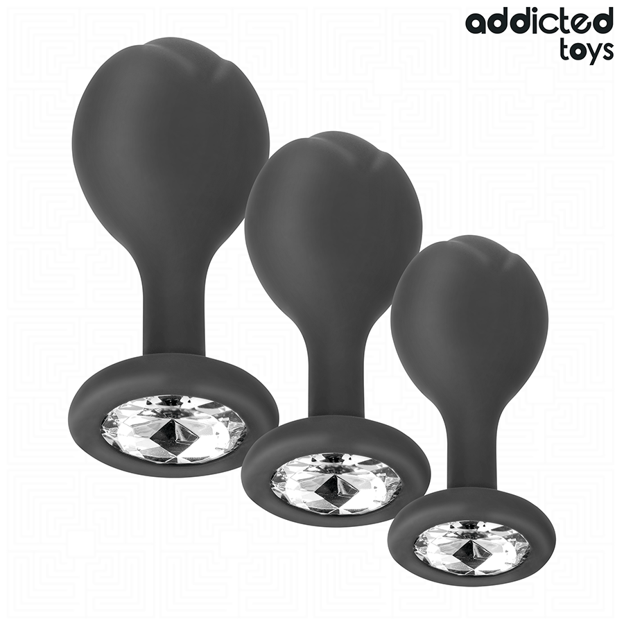 CONJUNTO 3 PLUGS ANAIS PROGRESSIVOS COM JÓIA - ADDICTED TOYS