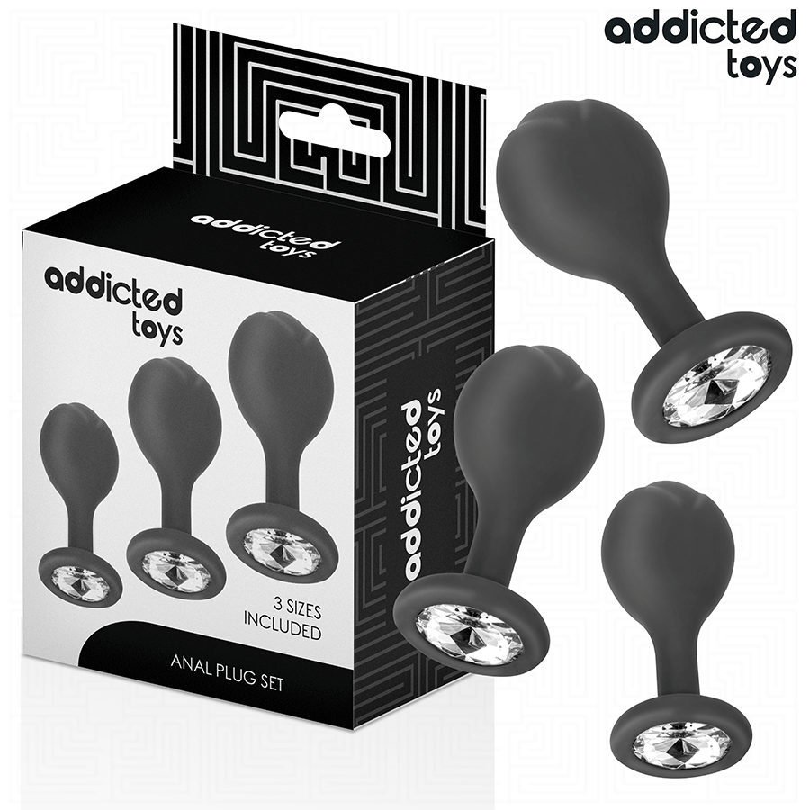 CONJUNTO 3 PLUGS ANAIS PROGRESSIVOS COM JÓIA - ADDICTED TOYS
