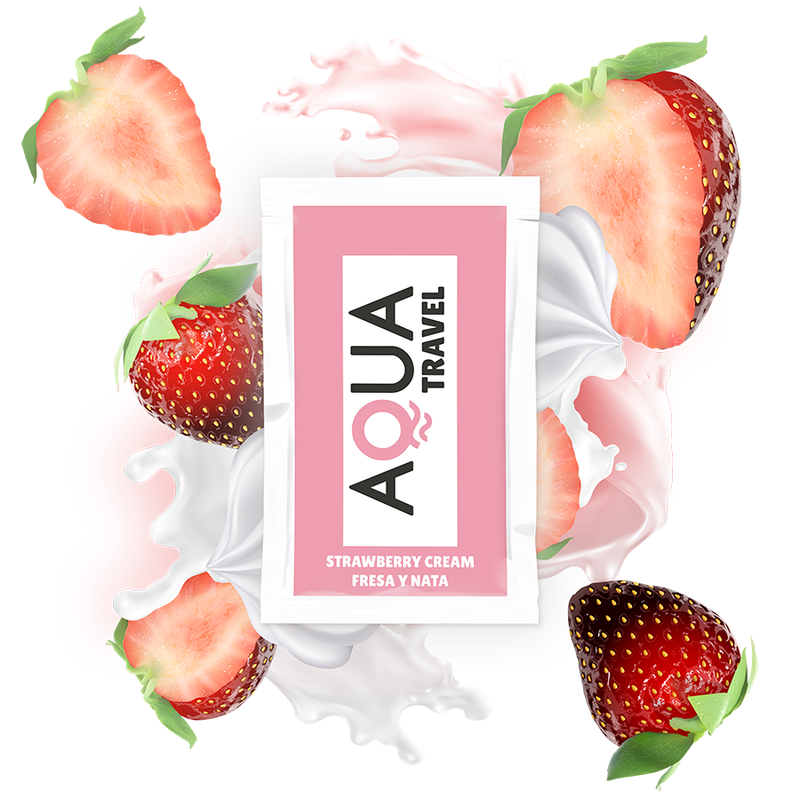 LUBRIFICANTE ÍNTIMO À BASE DE ÁGUA MORANGO DOSE ÚNICA - AQUA TRAVEL  6ML