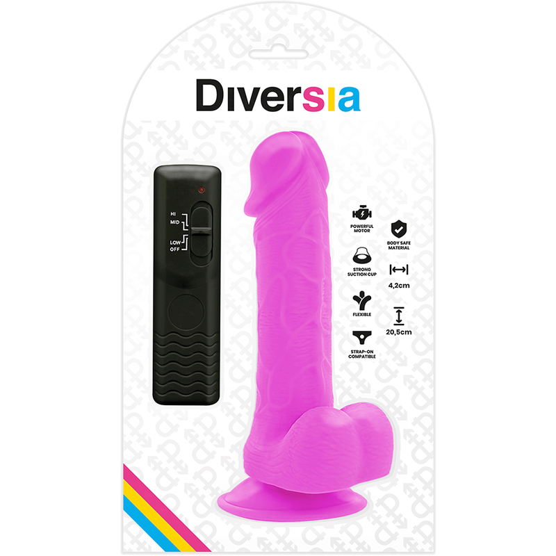 VIBRADOR ROXO COM VENTOSA - DIVERSIA 20.5 CM -O- 4.2 CM