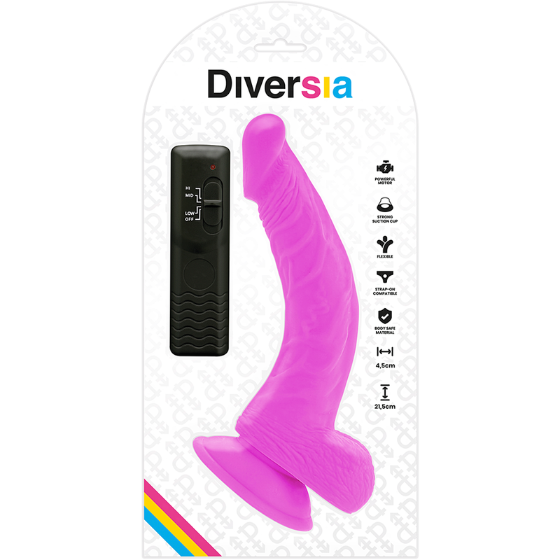 VIBRADOR ROXO COM VENTOSA - DIVERSIA  21.5 CM -O- 4.5 CM