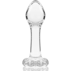 NEBULA SERIES BY IBIZA - MODEL 2 ANAL PLUG BOROSILICATE GLASS CLEAR 11 CM -O- 3.5 CM