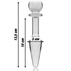NEBULA SERIES BY IBIZA - MODEL 7 ANAL PLUG BOROSILICATE GLASS CLEAR 13.5 CM -O- 3 CM