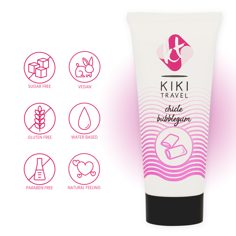 LUBRICANTE À BASE DE ÁGUA PASTILHA ELÁSTICA MORANGO - KIKI TRAVEL 50 ML