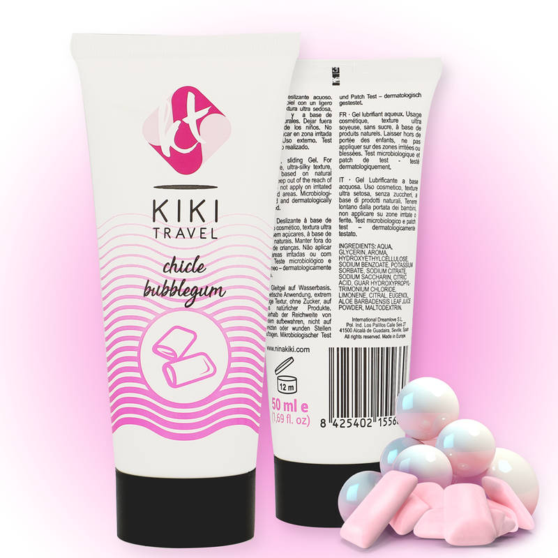LUBRICANTE À BASE DE ÁGUA PASTILHA ELÁSTICA MORANGO - KIKI TRAVEL 50 ML
