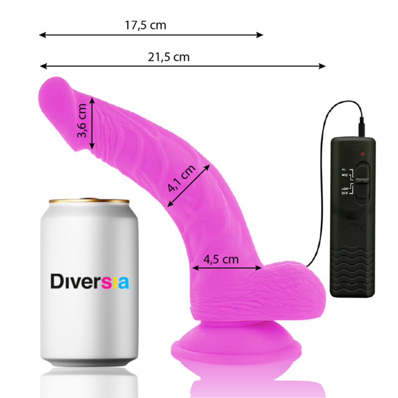 VIBRADOR ROXO COM VENTOSA - DIVERSIA  21.5 CM -O- 4.5 CM