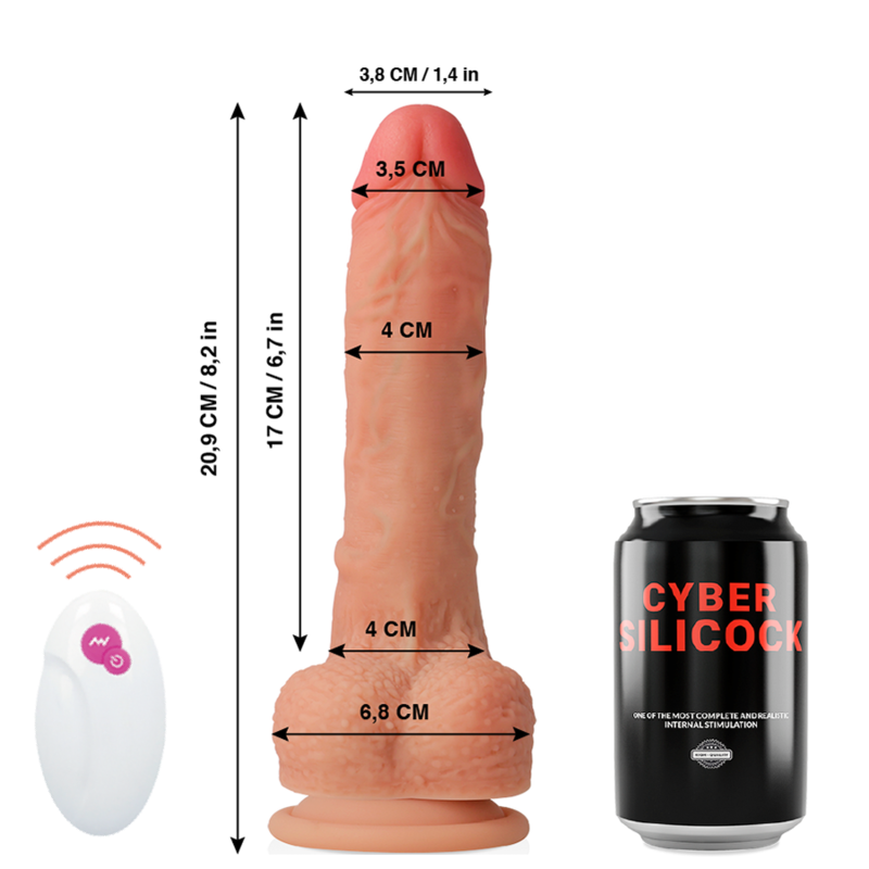 VIBRADOR ULTRA-REALISTA MASTER HUCK - UP & DOWN E CONTROLE REMOTO - CYBER SILICOCK - 20.9 CM/4 CM