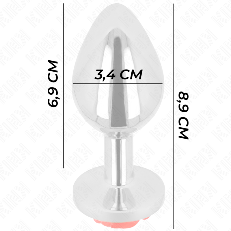 PLUG ANAL METÁLICO COM ROSA VERMELHA - KINK TAMANHO M