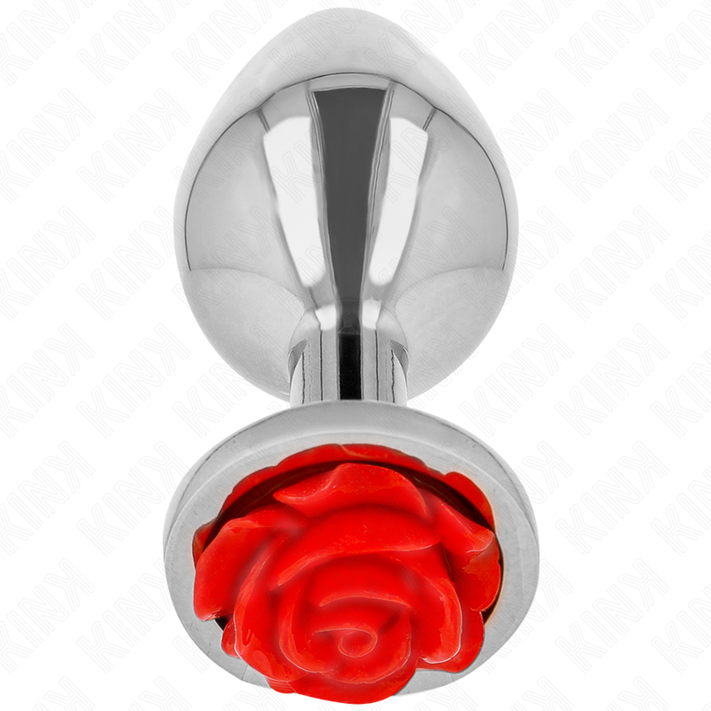PLUG ANAL METÁLICO COM ROSA VERMELHA - KINK TAMANHO M