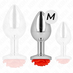 PLUG ANAL METÁLICO COM ROSA VERMELHA - KINK TAMANHO M