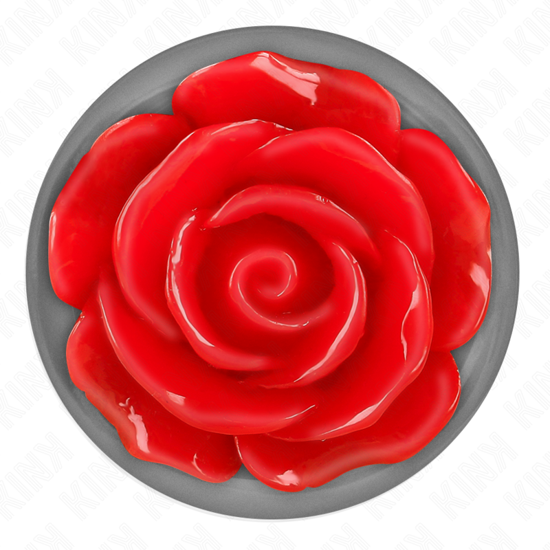 PLUG ANAL METÁLICO COM ROSA VERMELHA - KINK TAMANHO M