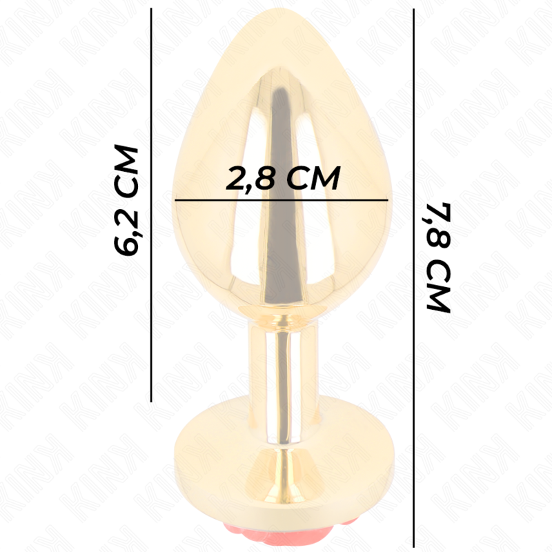 PLUG ANAL DOURADO COM ROSA VERMELHA - KINK -  TAMANHO S