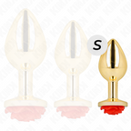 PLUG ANAL DOURADO COM ROSA VERMELHA - KINK -  TAMANHO S