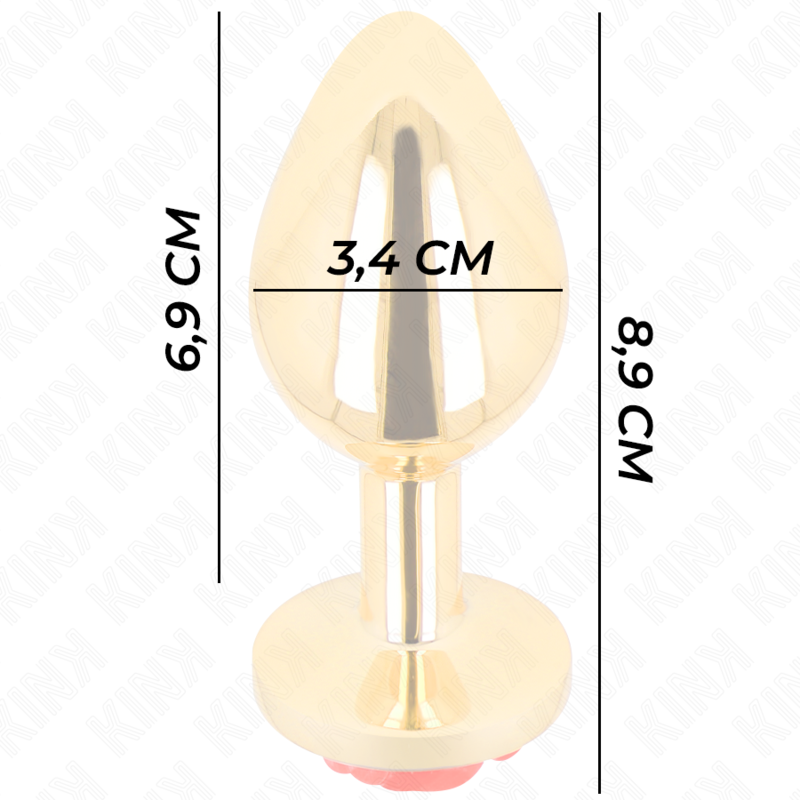 PLUG ANAL DOURADO COM ROSA VERMELHA - KINK - TAMANHO M