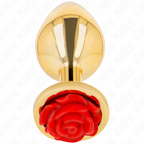 PLUG ANAL DOURADO COM ROSA VERMELHA - KINK - TAMANHO M