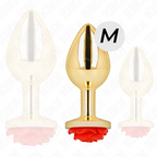 PLUG ANAL DOURADO COM ROSA VERMELHA - KINK - TAMANHO M
