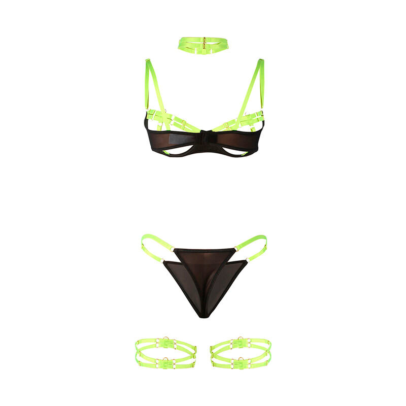 CONJUNTO LINGERIE VERDE FLUORESCENTE - SUBLIME