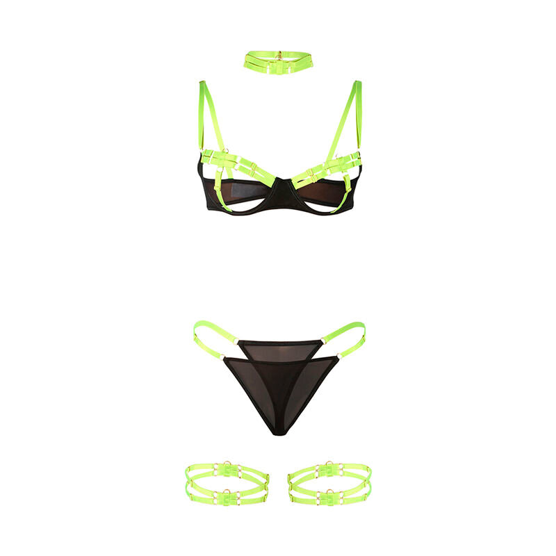 CONJUNTO LINGERIE VERDE FLUORESCENTE - SUBLIME