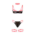 CONJUNTO DE LINGERIE COM DETALHES ROSA FLUORESCENTE - SUBBLIME L/XL
