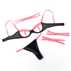 CONJUNTO DE LINGERIE COM DETALHES ROSA FLUORESCENTE - SUBBLIME L/XL