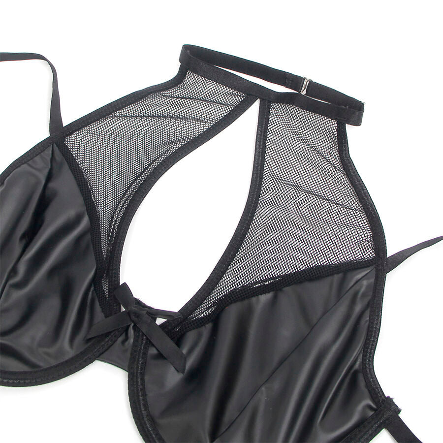 CONJUNTO DE LINGERIE EFEITO PELE E MESH - SUBBLIME L/XL