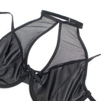 CONJUNTO DE LINGERIE EFEITO PELE E MESH - SUBBLIME L/XL