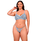 CONJUNTO DE LINGERIE COM RENDA FLORAL AZUL - SUBBLIME L/XL