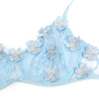 CONJUNTO DE LINGERIE COM RENDA FLORAL AZUL - SUBBLIME L/XL