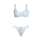 CONJUNTO DE LINGERIE COM RENDA FLORAL AZUL - SUBBLIME L/XL