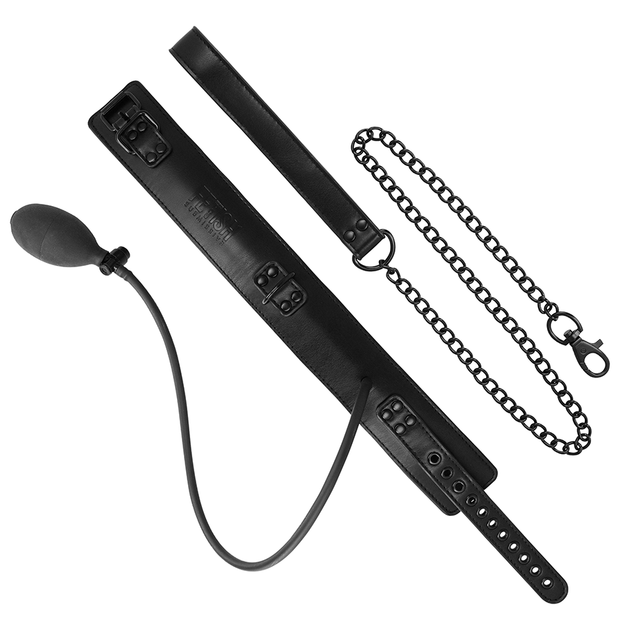 COLEIRA INFLÁVEL BDSM COM CORRENTE - FETISH SUBMISSIVE
