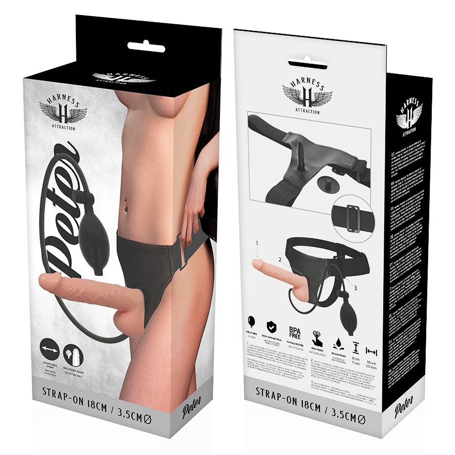 CONJUNTO DE ARNÊS COM FALO REALISTA 18CM/3,5Ø - HARNESS ATTRACTION
